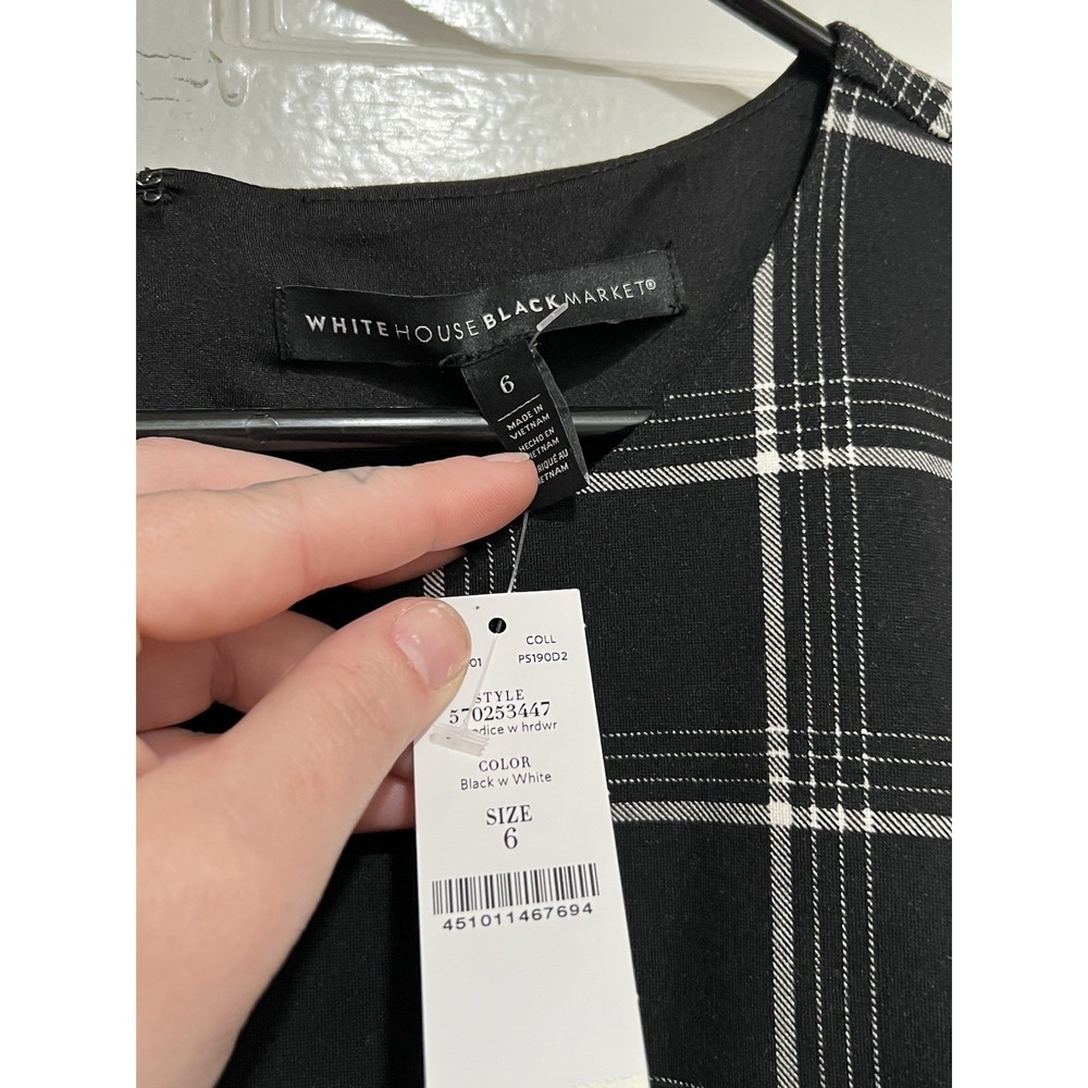 White House Black Market Womens 6 Plaid Sleeveless‎ Button Down Shirt NWT - Picture 3 of 4